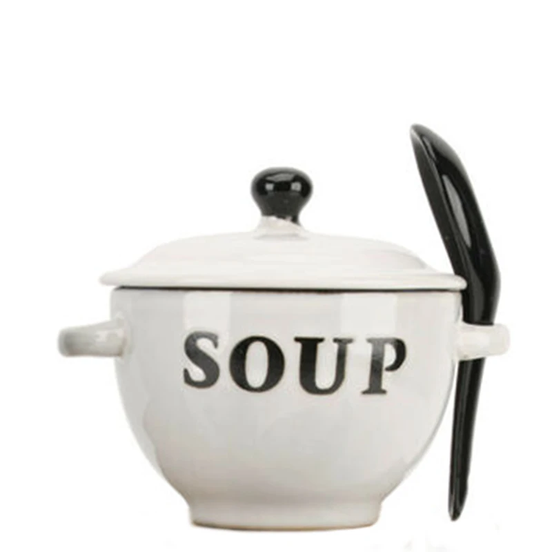 White Ceramic Soup Bowl With Lid And Spoon Buy Ceramic Soup Bowl,Soup