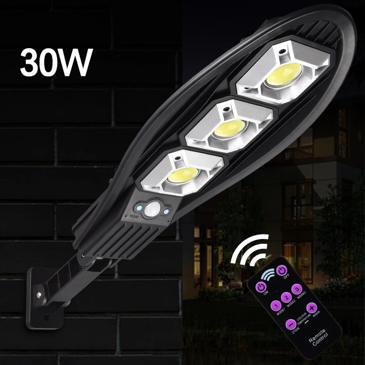 High Bright Outdoor Waterproof IP65 Motion Sensor Remote Control Floodlight 30W 90PCS COB LED Solar Light for Street