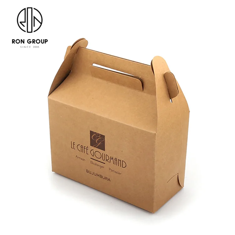 Manufacturer Craft Food Containers Portable Rectangle Disposable Flat Sheet Carton Take Away Kraft Paper Box For Restaurant