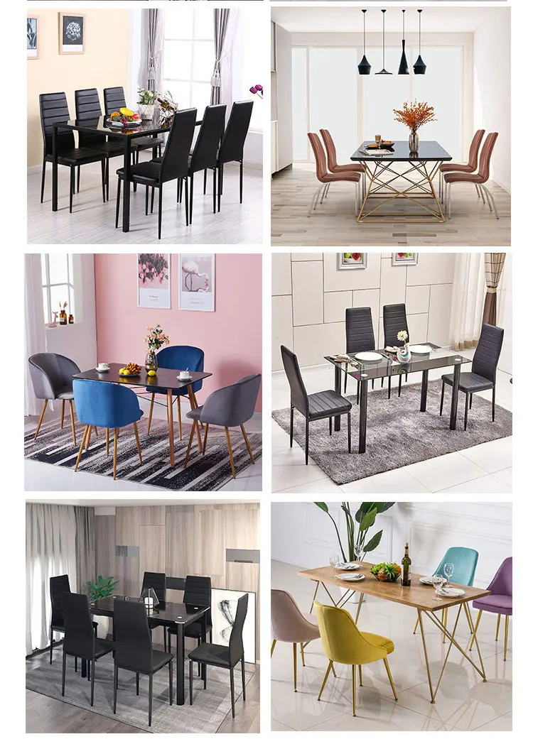 Modern Nordic Dining Room Furniture Glass Leather Chair Dining Table Set 6 Chairs Buy Dining 2432