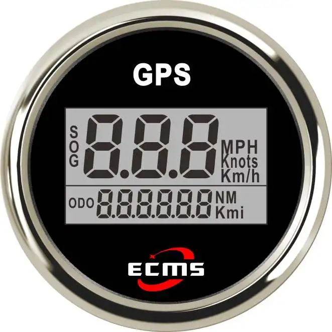 Marine Boat Auto GPS Digital Speedometer Odometer Gauge MPH KMH Knots 52mm 316L