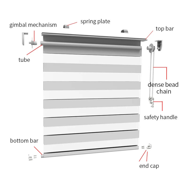 Double Layer Zebra Roller Blinds,Day And Night No Drilling Easy Fix ...