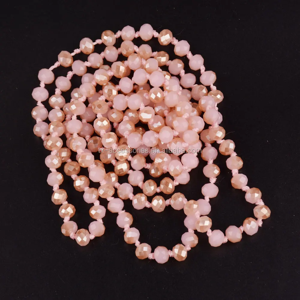 Wholesale 64 Color 60 Inch Handmade Multicolor 8mm Knotted Matt Long