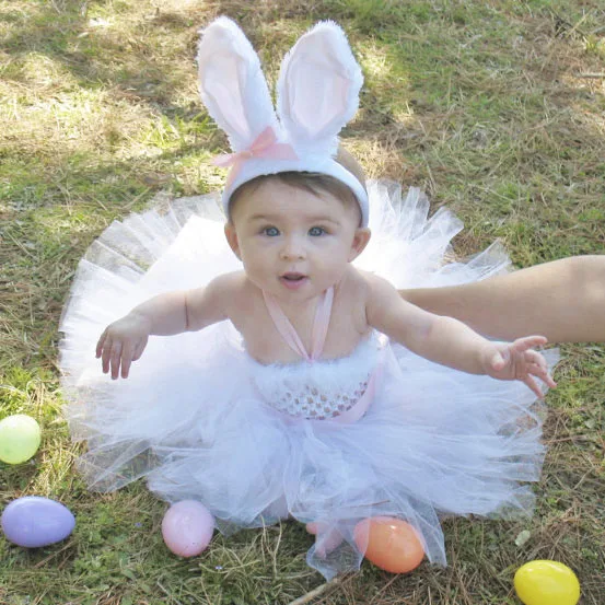 Spring Girl Easter Bunny Dress Toddler Baby White Feather Rabbit Cosplay  Celebrate Custom With Pink Ear Headband Girls Dresses| Alibaba.com