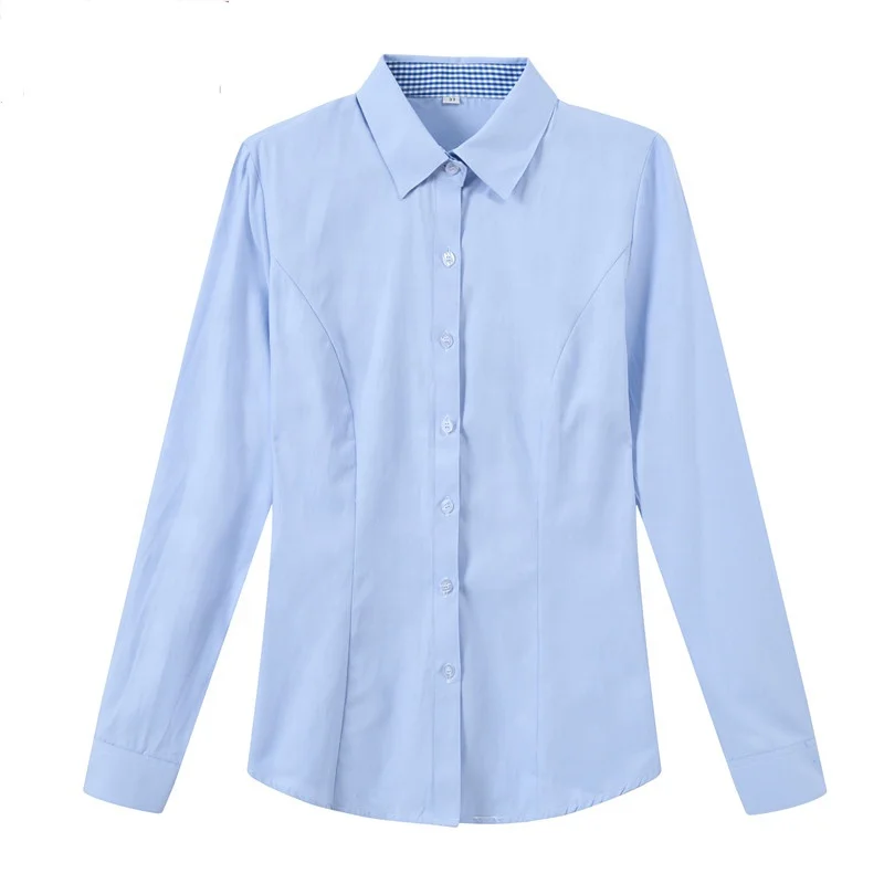 
Bank Uniform design Long Sleeve Cotton Women Blouses 