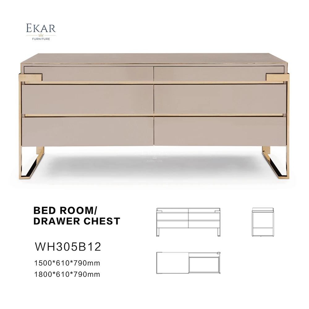 product ekar furniture high grade furniture cabinet wooden board metal frame drawers chest-68