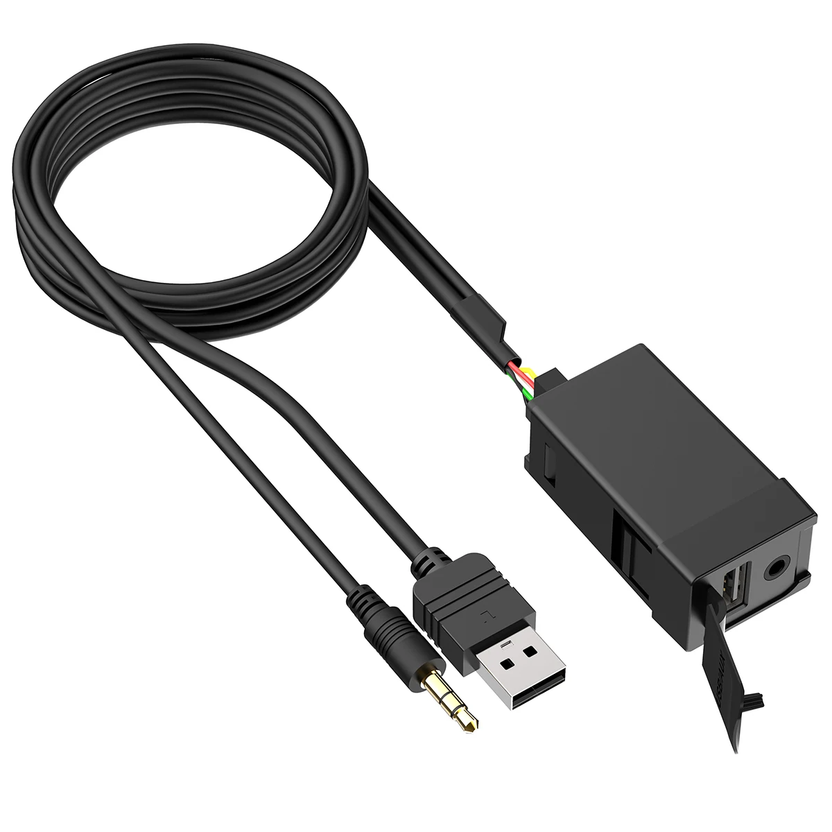 Chelink 1.5m Flush Mount Cable Car Charger 3.5mm Usb Aux Extension Cable Charging Socket With