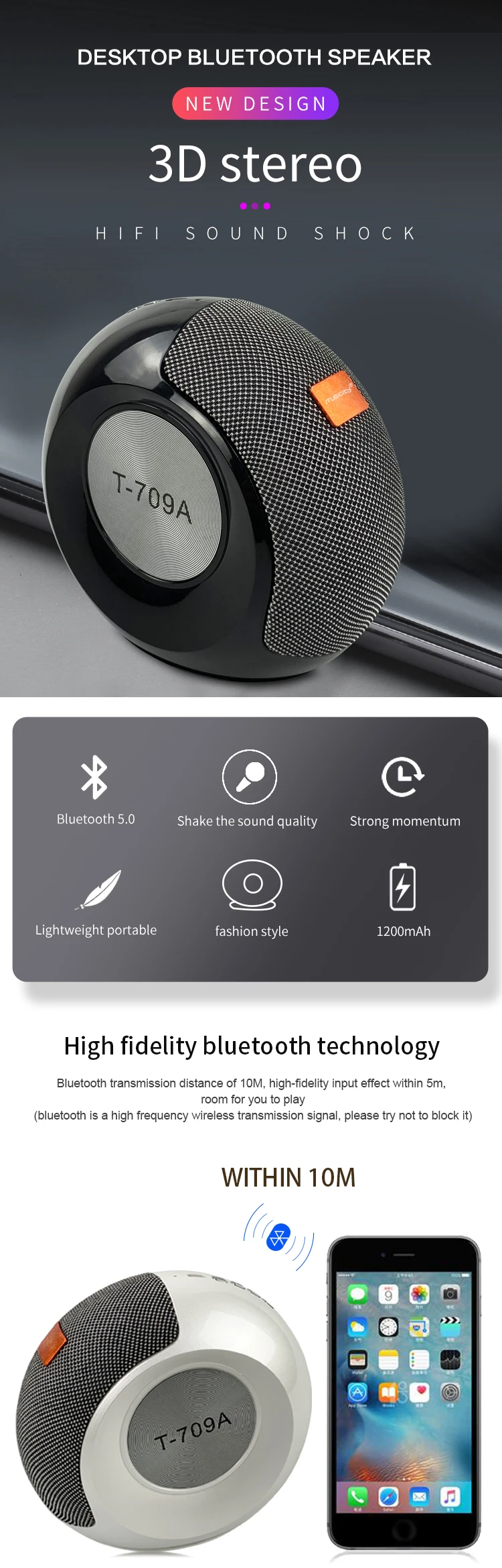 T-709A Wheel shaped bluetooth wireless speaker with TF AUX FM - ANKUX.COM