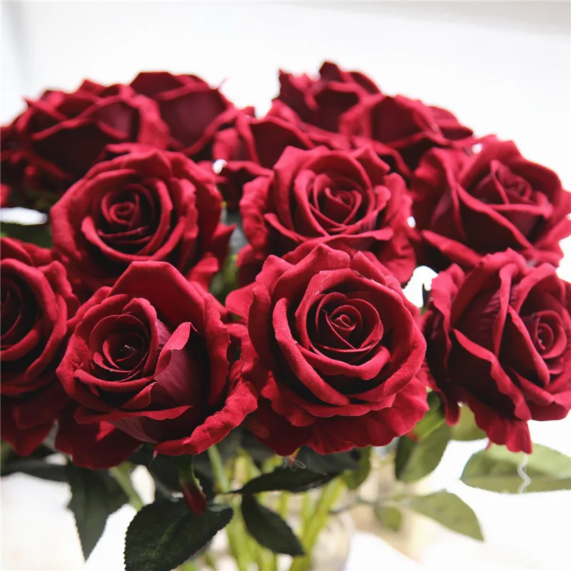 Factory Wholesale Bottom Price Long Stem Red Silk Rose Artificial ...