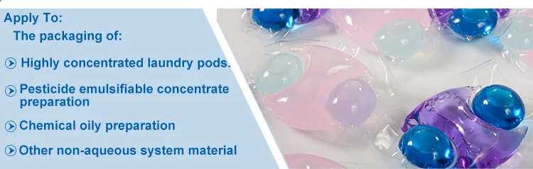 Polyva machine electrical water soluble film detergent pods capsules filling packing packaging machine