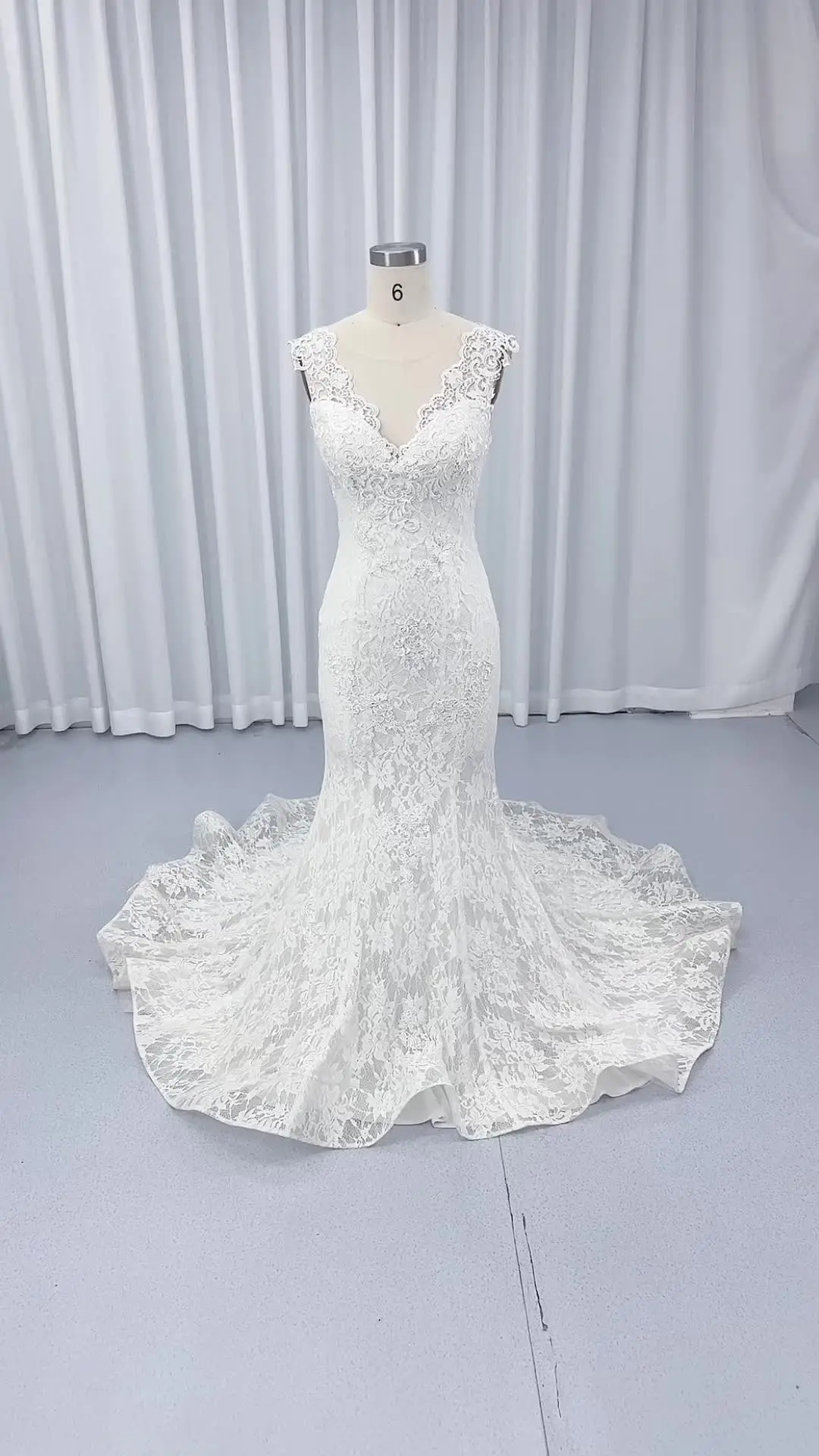Sexy Sleeveless Lace Wedding Dress New See Through Back Lace Mermaid Custom  Bride Dress Hx58