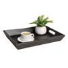 Pine Wooden product Black/Brown 17x12 Coffee Tea Table Modern Decorative Ottoman Rustic Farmhouse Serving Tray With Handle