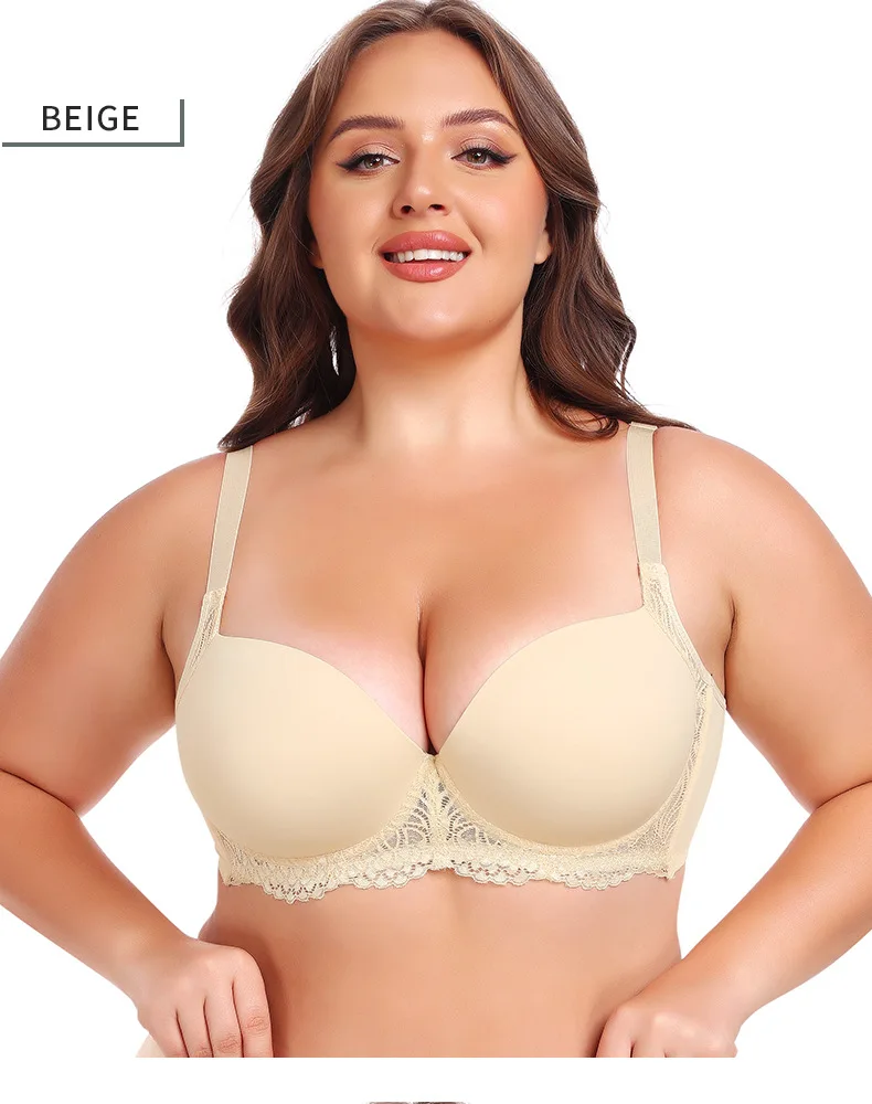 Cross-Border Large Size Bras Anti-Sagging & Breathable V2109005 Model with Steel Ring & Gathered Cups for Large Chest Wholesale