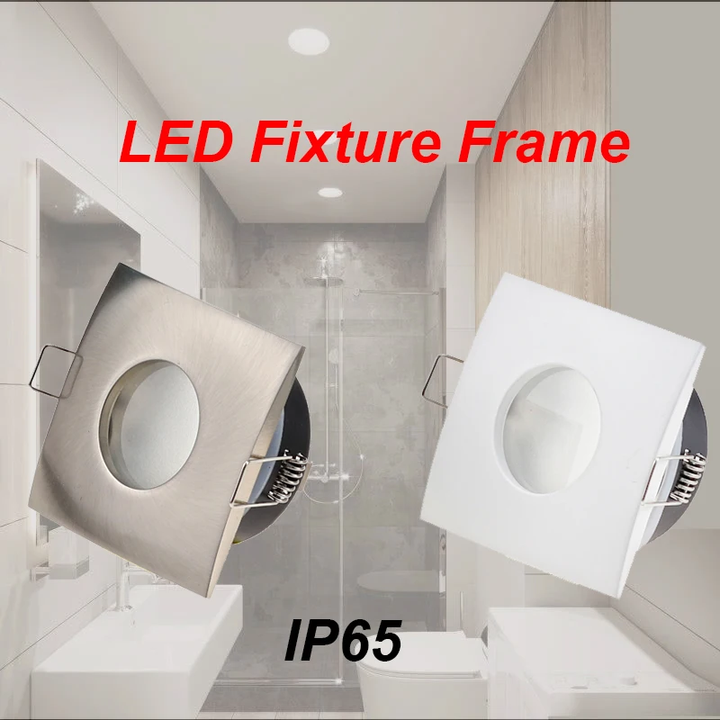 Square White Nickel House GU10 MR16 Lighting Fixture COB Downlight LED  Ceiling Light Frame