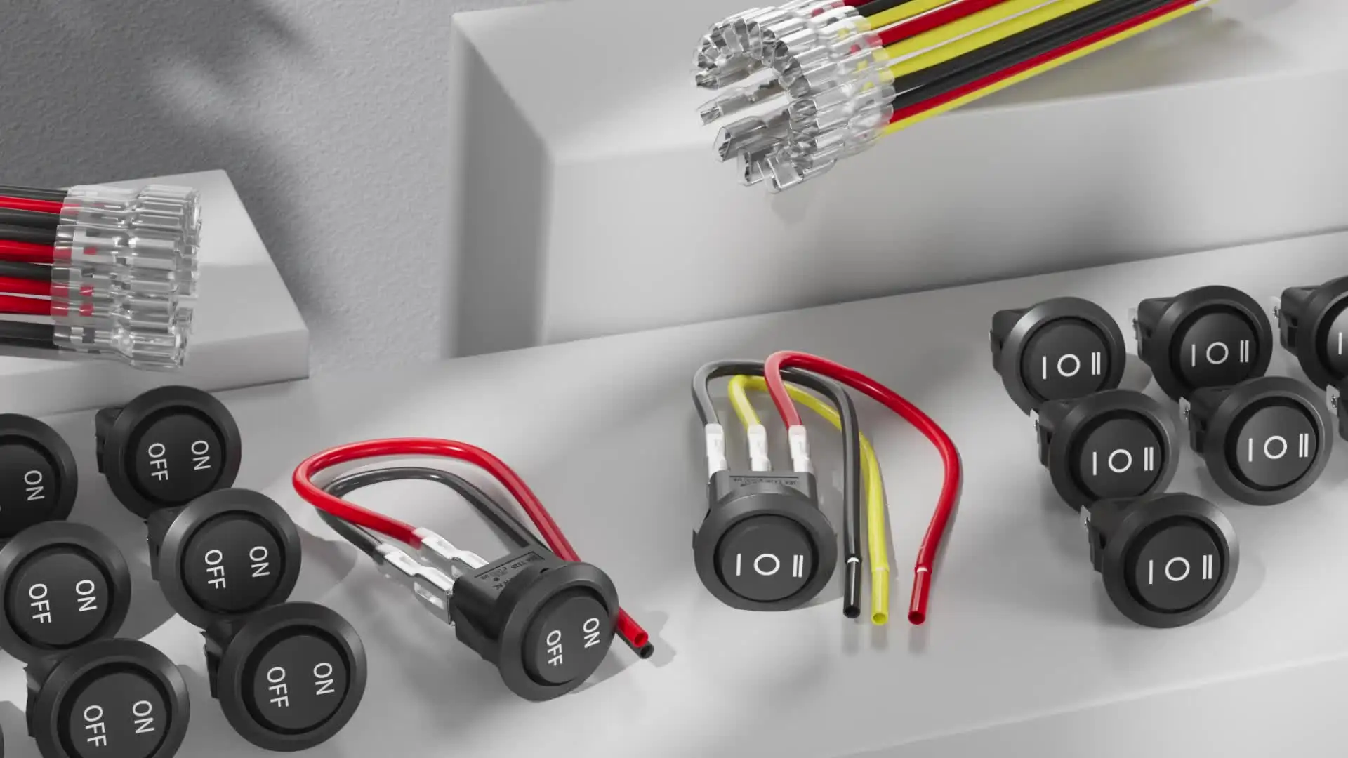 Interruttore 12v On Off 5 Interruttori A Bilanciere Rotondi Neri, 2 Pin