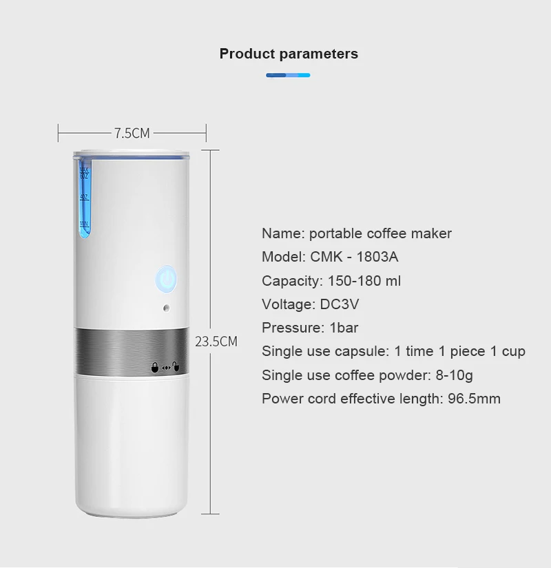 Portable Usb Electric Coffee Maker Automatic Coffee Machine Builtin