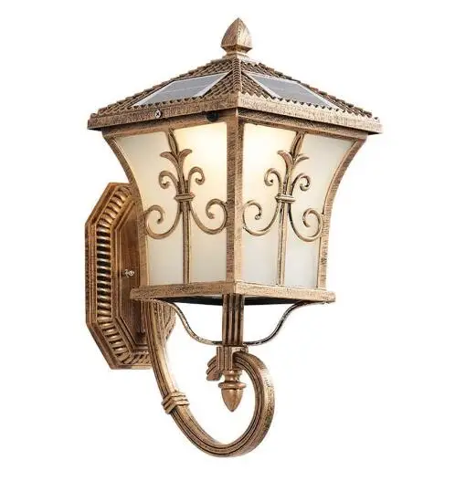 Outdoor Solar Wall Lantern, Traditional Classic Victoria Wireless Dusk to Dawn Wall Sconce, LED Outside Wall Mount Light Fixture