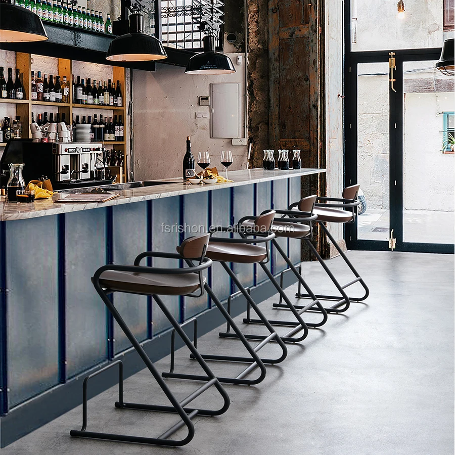 Industrial Commercial Steel Frame Bar Chair Restaurant High Bar Chair