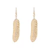 Hot Sale Alloy Metal Fashion Gold Leaf Shape Crystal Earrings For Women