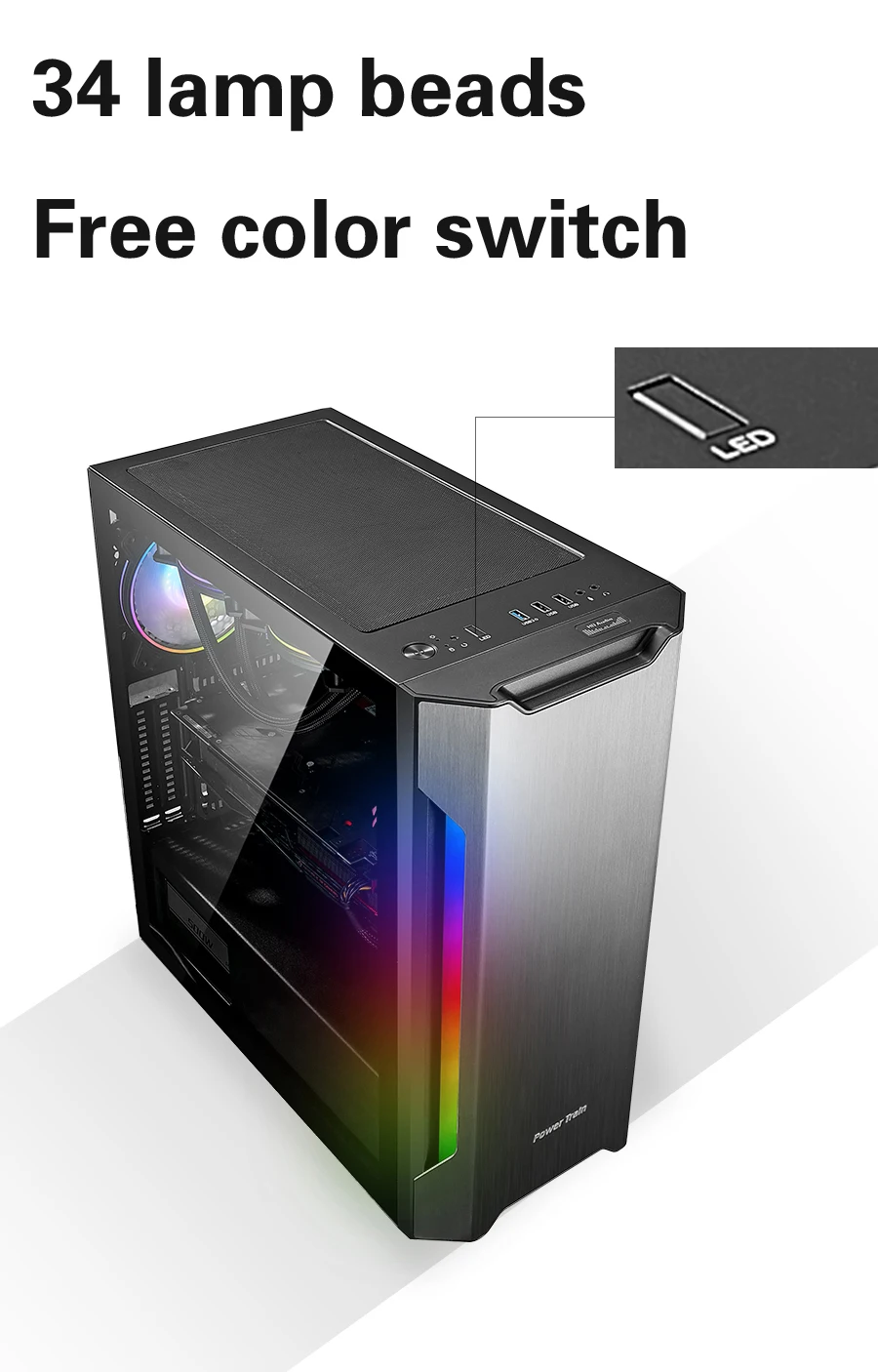 Ti 2080 Aluminum Panel Atx Computer Case Power Train Pc Case Full Tower