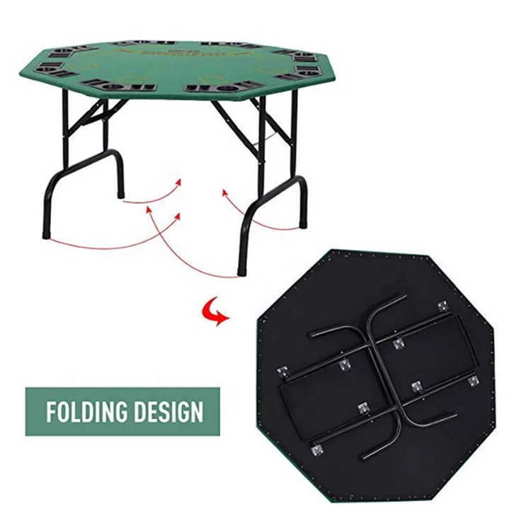 48" 8 Person Octagonal Foldable Poker Table with Cup Holders