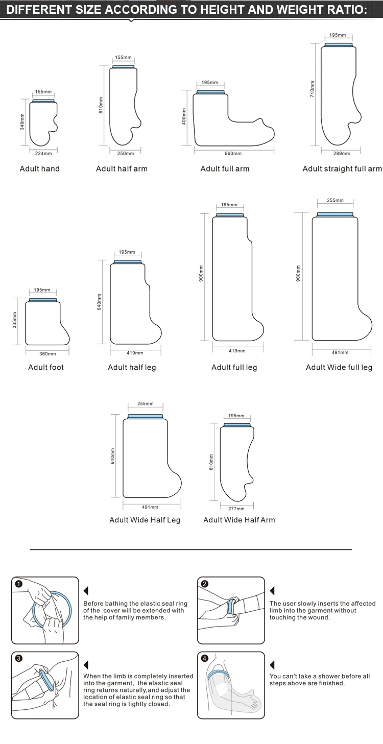 waterpoof cast cover for adult half arm