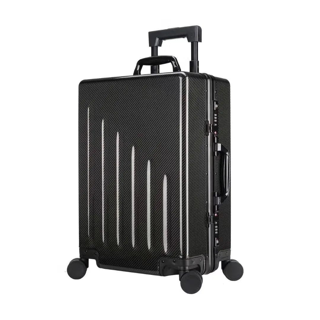 Hot  High quality    portable luxury travelling Carbon fiber luggage travel Suitcase trolley