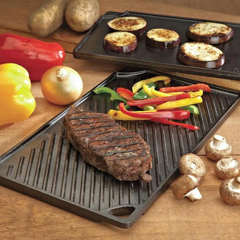 Cast Iron Bbq Griddle Plate Grill Cast Iron Bbq Griddle Plate Grill Pan Cookware Reversible