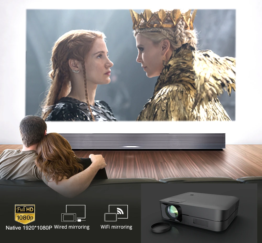 Newest Projector CR61 Native Full HD 1920*1080  LCD LED 4000 Lumens Home Theater  Education Business Projector