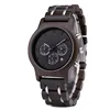 Wooden Men Chronograph Auto Date Features Handmade Wood Steel OEM Hot Watch with Stop Watches Function