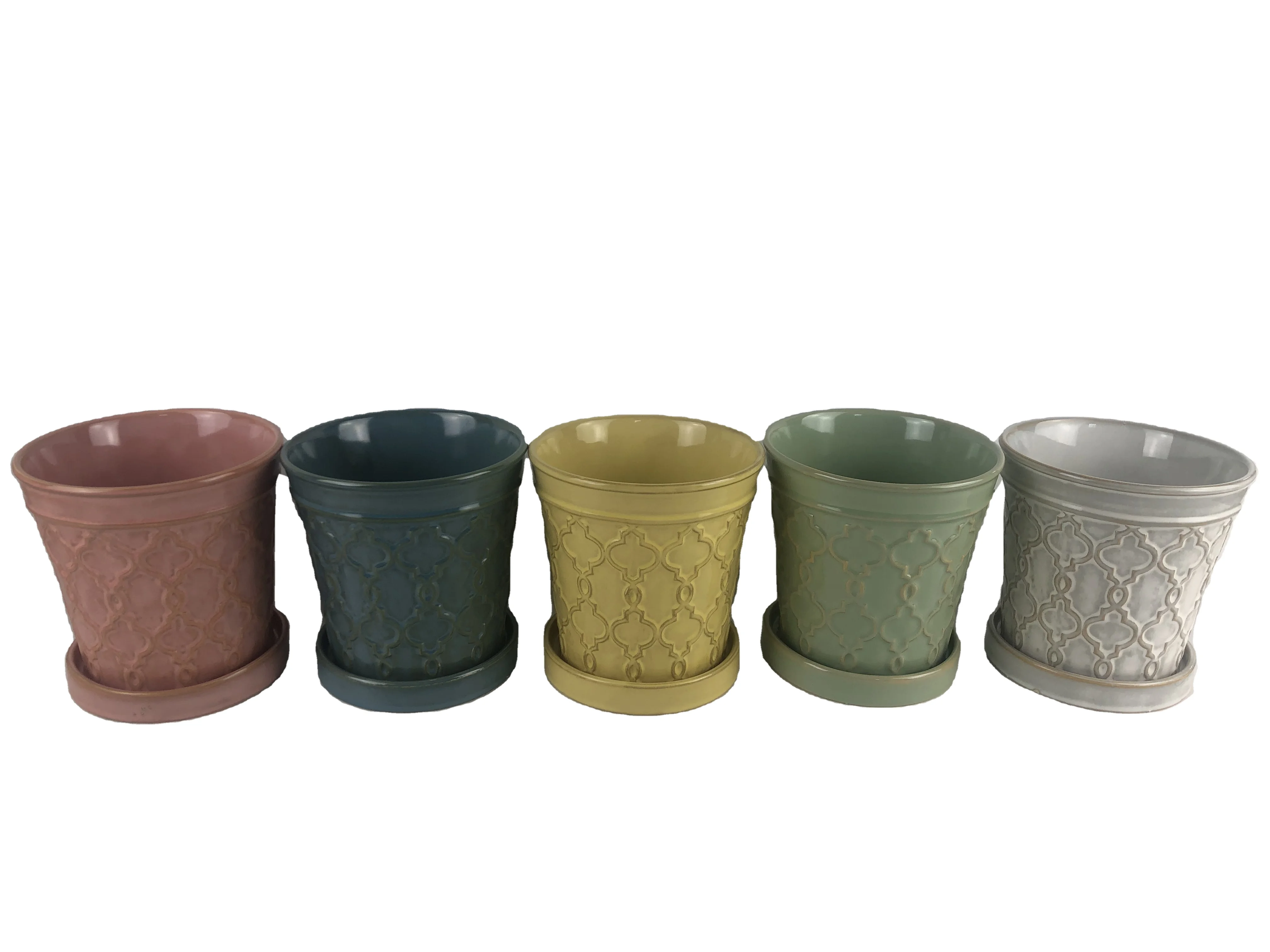 Custom Made Modern Design Round Ceramic Flower Pots Solid Color