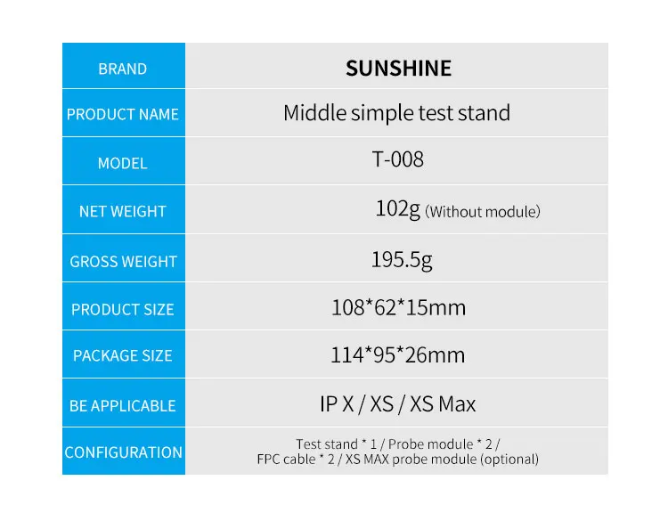 SUNSHINE T-008 IP T-008 X/XS/XS MAX  3 IN 1 MIDDLE BOARD TESTER Motherboard Middle Layer Tester