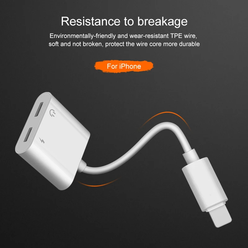 2 In 1 Earphones Adapter For Iphone 11 Pro X Charging Adapter 3.5mm