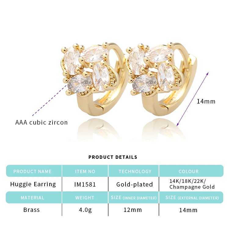 18k Gold Plated Earrings Fashion Laminated Gold Jewelry Suitable For
