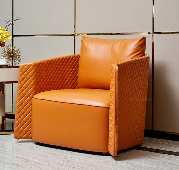 Leather sofa combination orange  first layer cowhide living room refitted modern minimalist style
