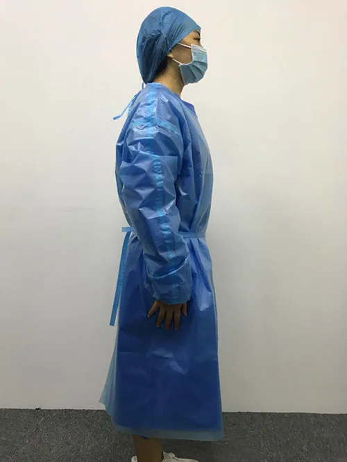 
Blue Disposable Waterproof Isolation Gown for Hospital 