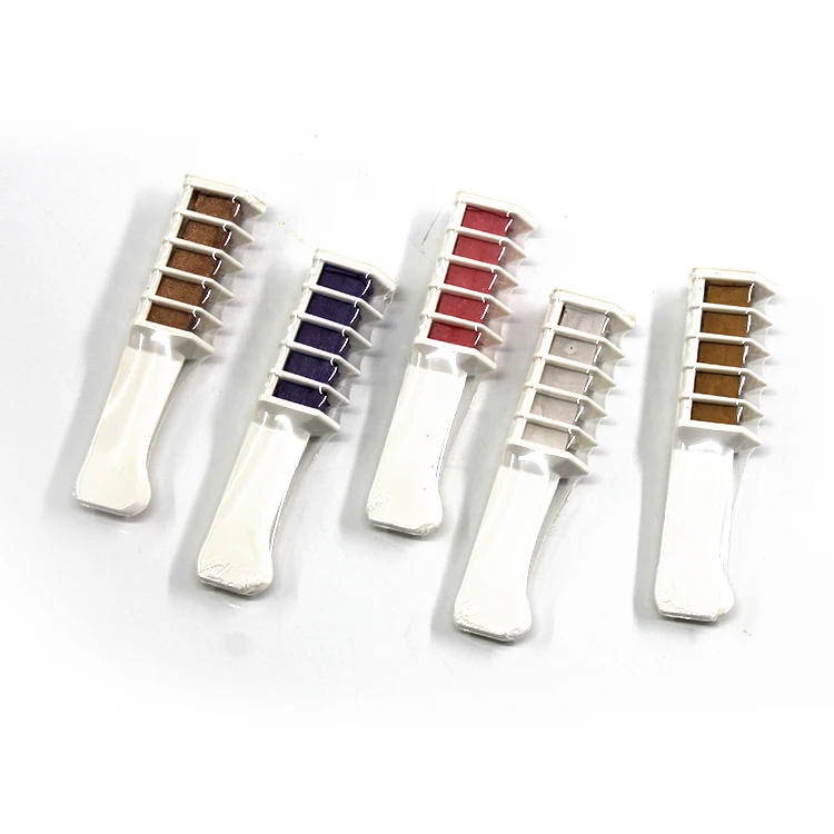ES-HC-0011 Single Head White Handle Temporary Dye Hair Chalk Comb