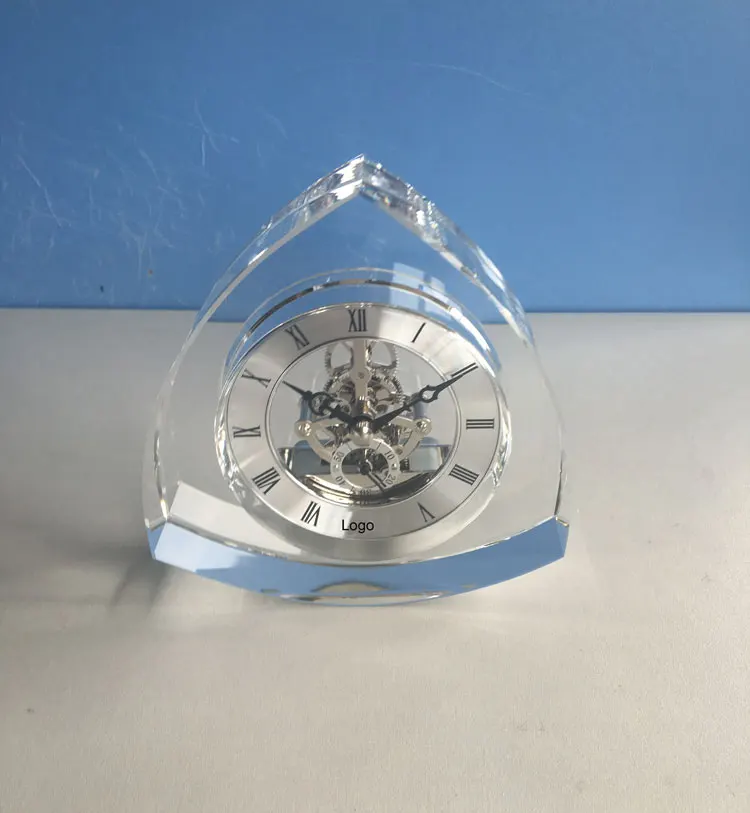 Personalized Gift Engraved Visible Gear Movement Desktop Crystal Clock Gift