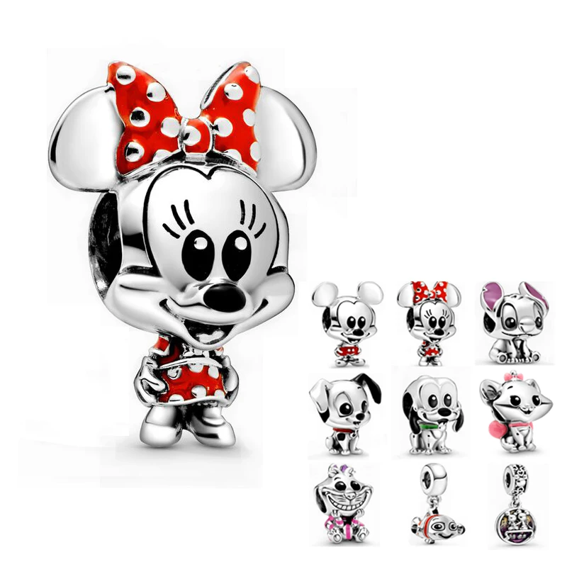 
925 sterling silver Mickey Minnie Bruto Mary Cat charm bead for pandoras bracelet women jewelry 