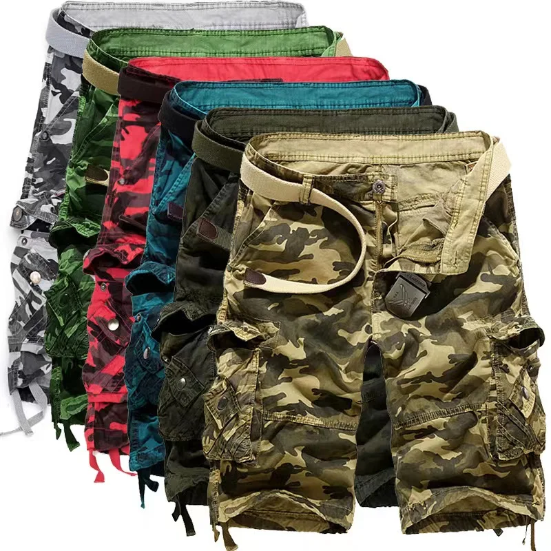 Men's High Quality Midwaist Washed Camouflage Denim Shorts Antifading
