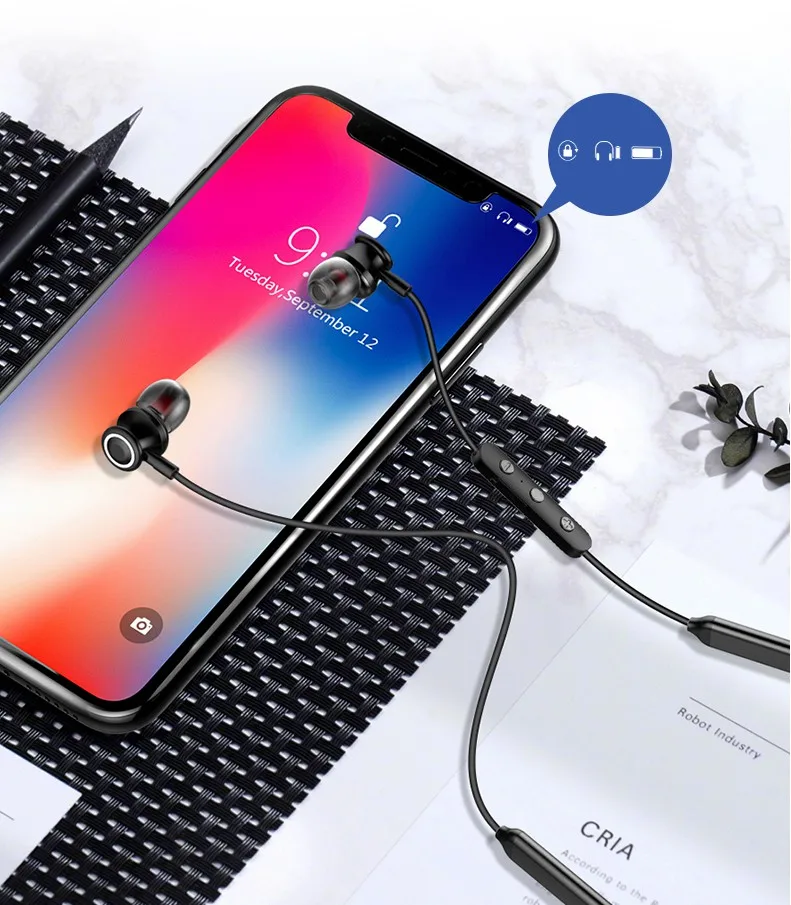 Sports wireless bluetooth headset mobile phone neck running two in-ear headset - ANKUX.COM