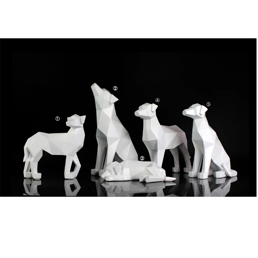 Resin Dog Statue Home Decoration Table Top White Wholesale Modern Multi-faceted Pure for Home SCULPTURE Home Decor Animal manufacture