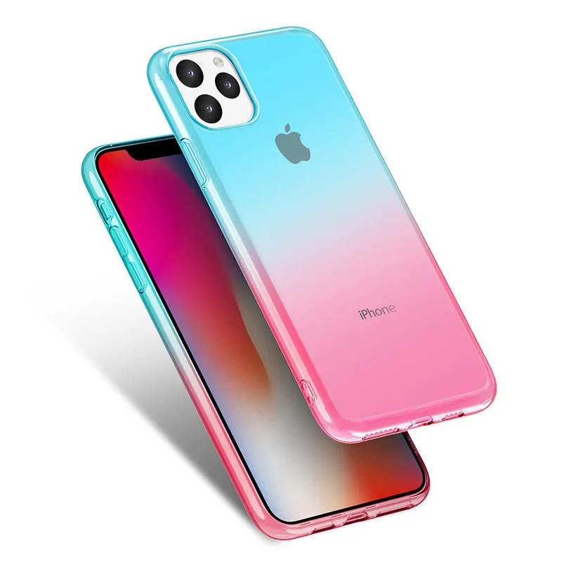 For Iphone 11 Case Crystal Clear Ultra Slim Double Color Gradient Shockproof Soft Tpu Bumper