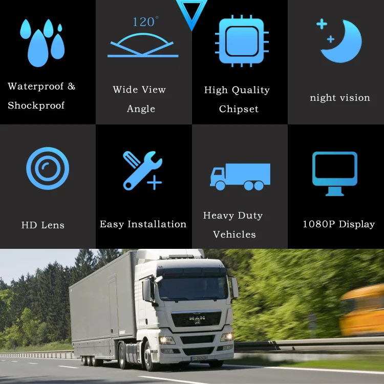 heavy duty vehicle semi truck backup reverse camera 24 volt reverse camera system camera trailer