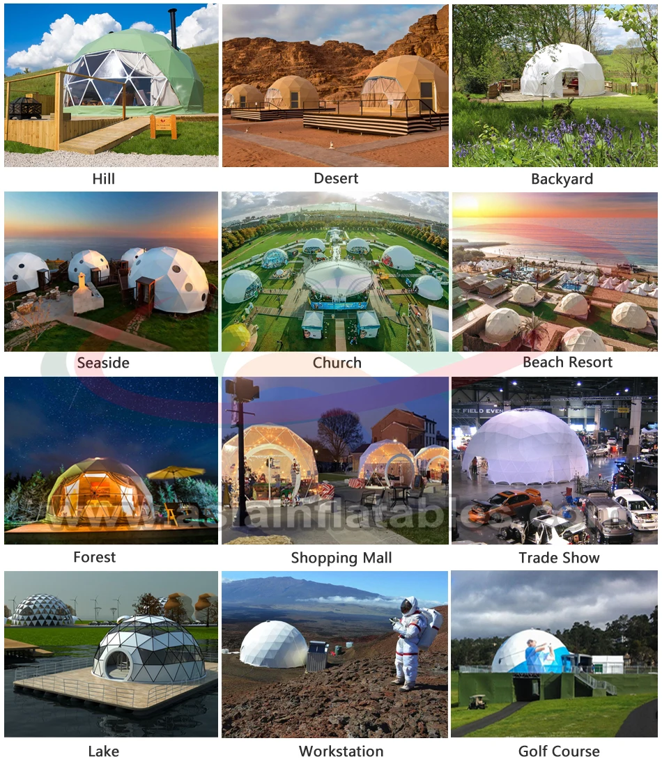 Waterproof 6m Glamping Geodesic Dome Tent For Resort/luxury Geodesic