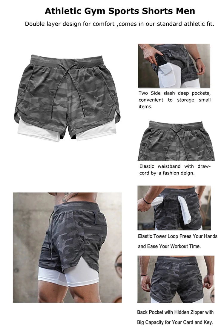 Mens Plain Sports Running GYM Training Elastic Jogging Fleece Shorts Zip Pockets