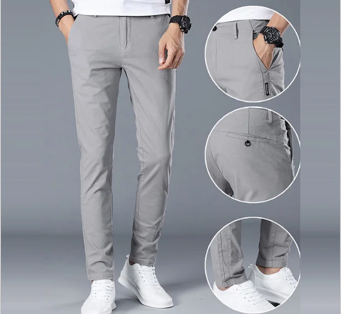 Men's Business Casual Pants Trend Designer Slim Male Trousers Classic ...