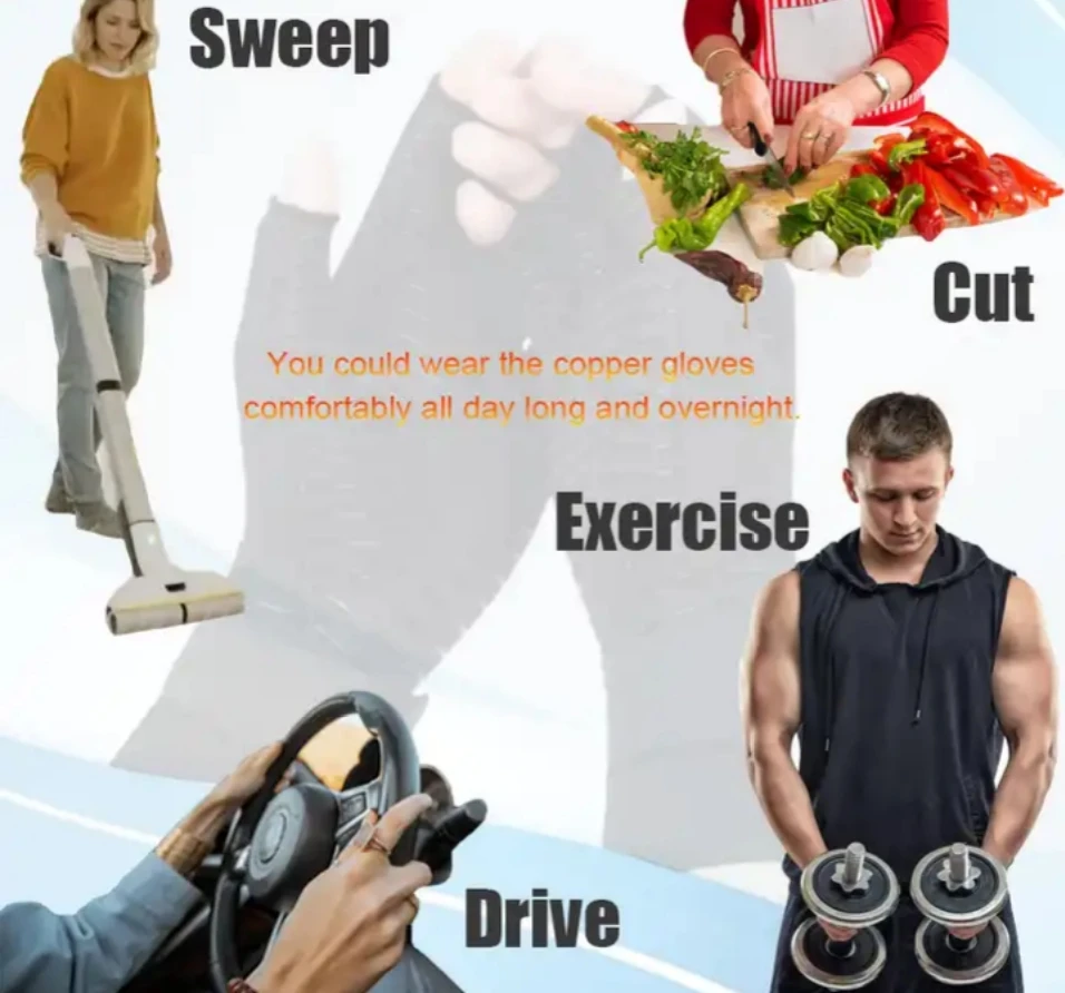 Copper Fiber Compression Antiarthritis Gloves Outdoor Cycling Sports Antislip Wearresistant