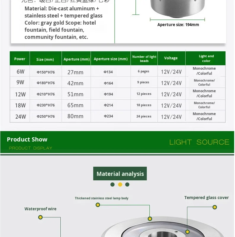 product led underwater fountain light ip68 waterproof rgb color changing pool light for landscape use-13