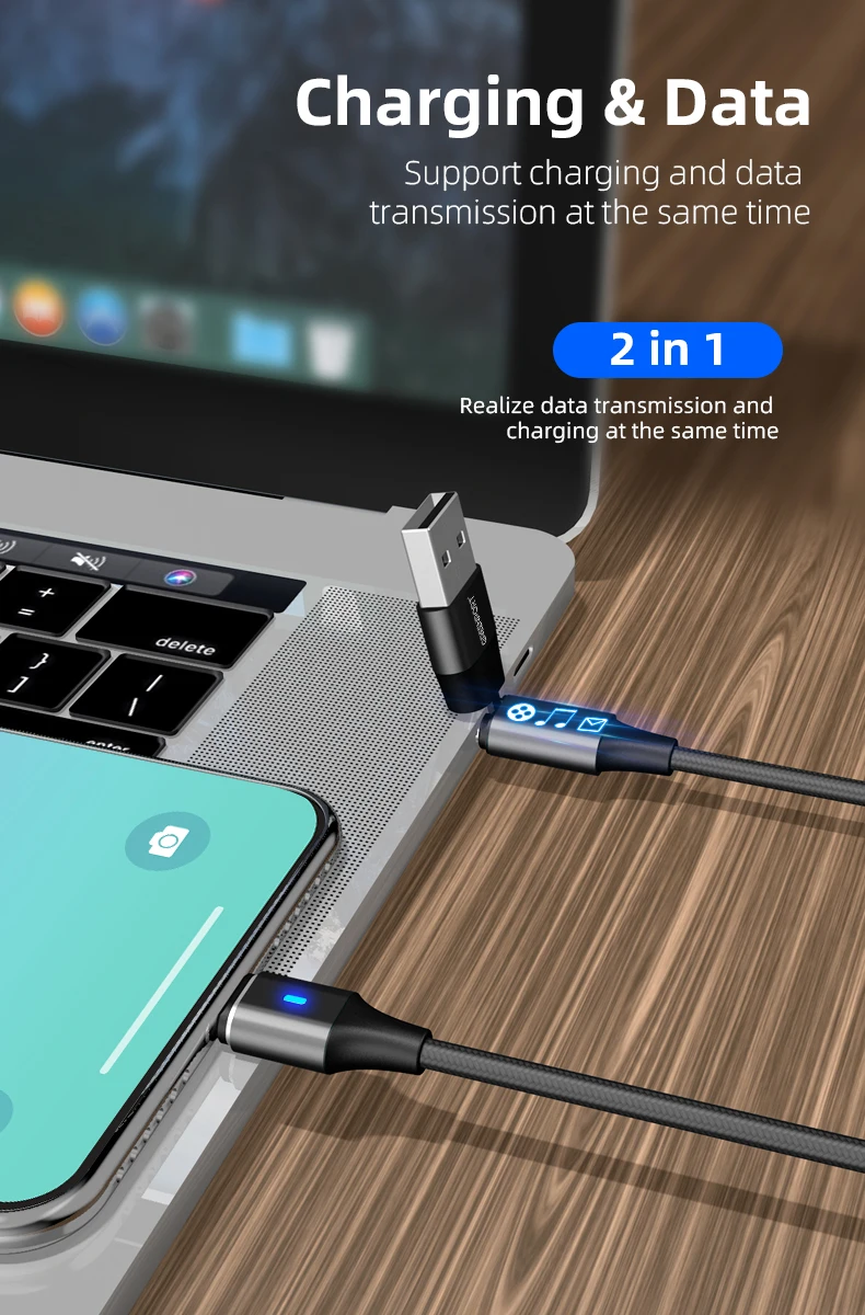Magnetic Charging Cable C to 3 PD 60W Magnetic Phone Charger Nylon Braided Magnetic cable Compatible Micro USB Type C - ANKUX.COM